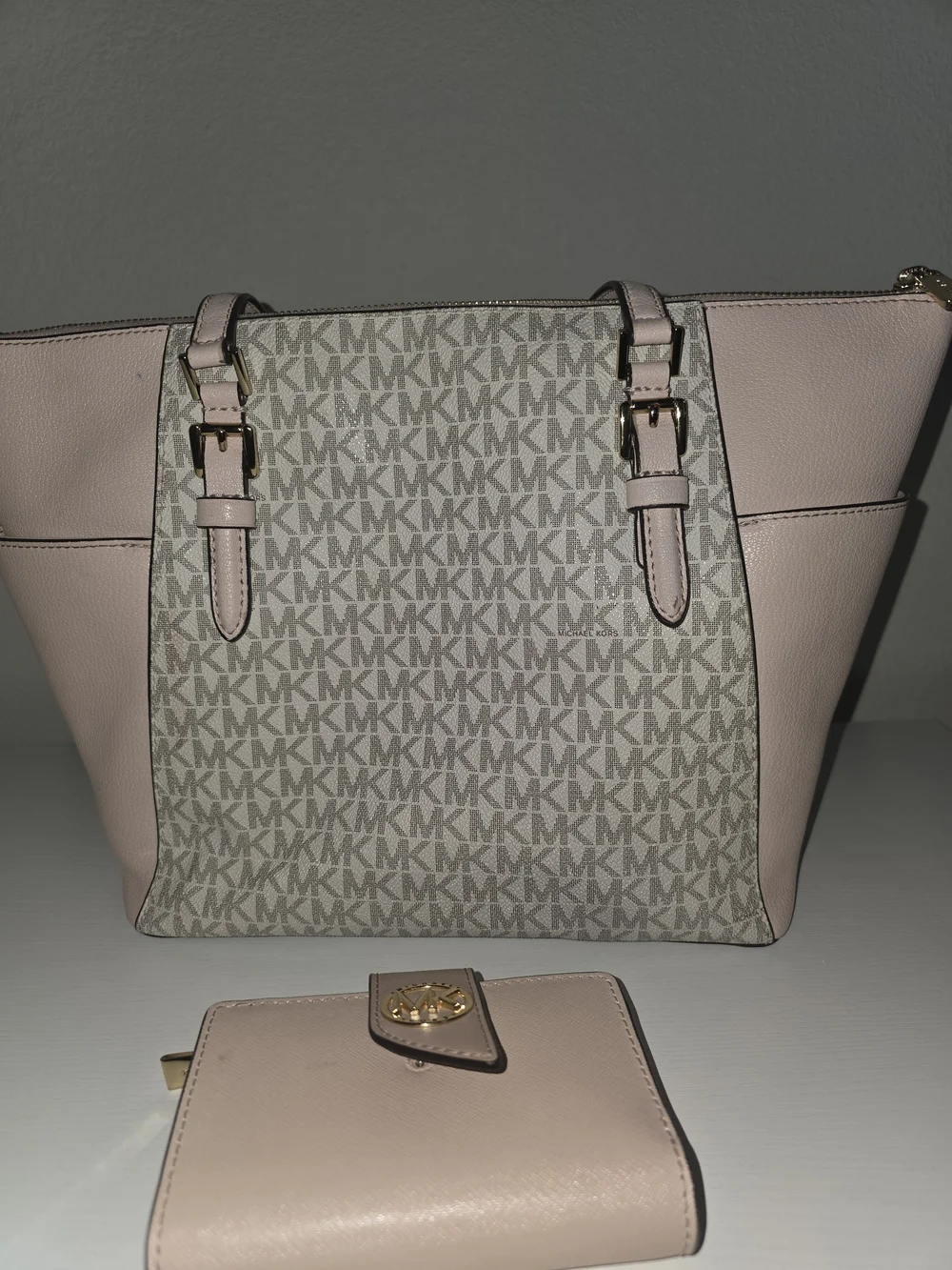 Michael Kors Pink MK Signature Tote with Wallet